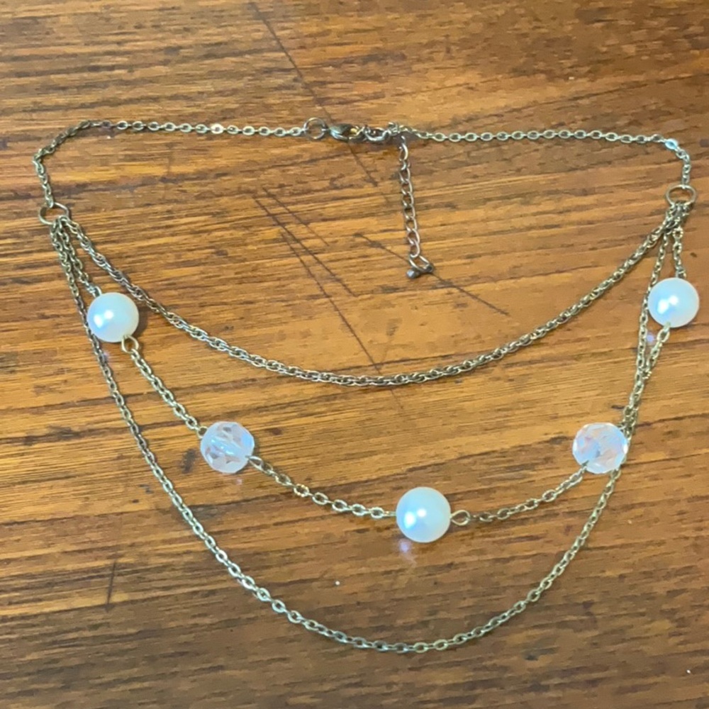 1950s Gold Tone Tier Necklace